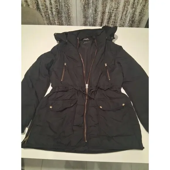 J.Crew Chateau Puffer Jacket Women's Large Black PrimaLoft Insulated Hooded Coat - Picture 4 of 13